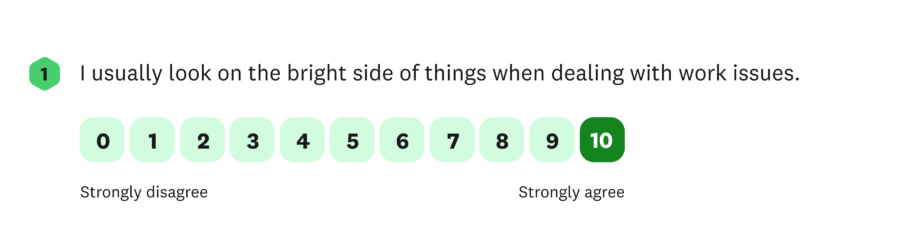 optimism question 1 I usually look on the bright side of things when dealing with work issues