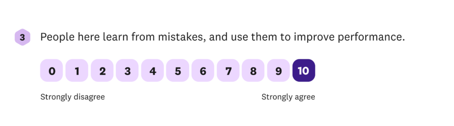 resilience question 3 people here learn from mistakes and use them to improve performance