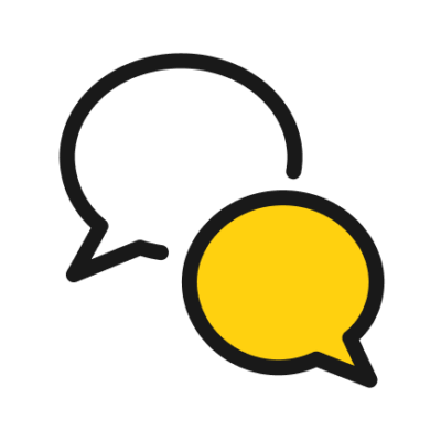 An icon of two speech bubbles